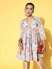 Sea Green Floral Printed Tunic-AHTUCRDP-8104