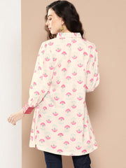Shirt Collar Printed Tunic-AHTUCRDP-8115-ICH