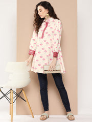 Shirt Collar Printed Tunic-AHTUCRDP-8115-ICH