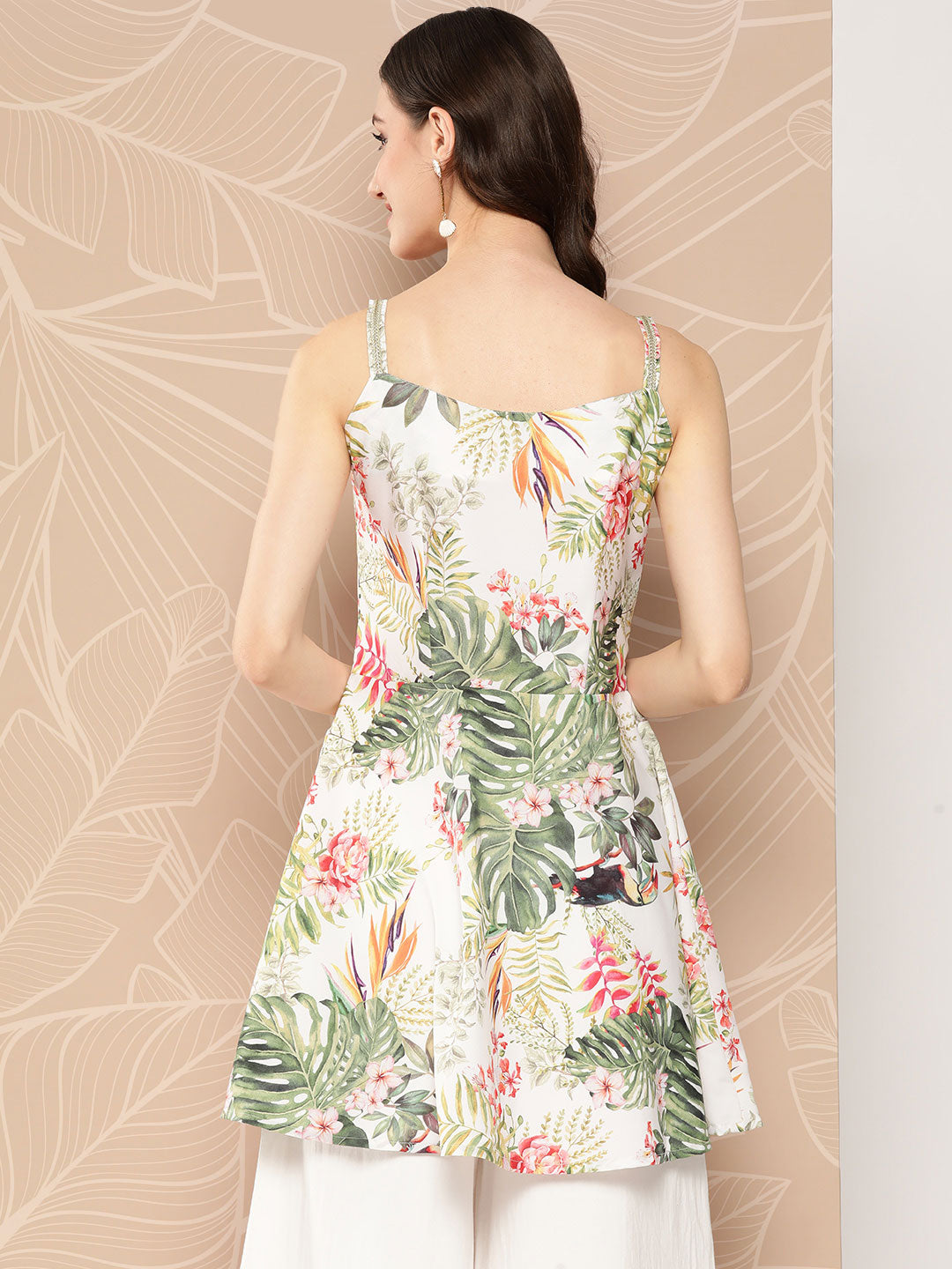 Tropical Print Tunic Top - Modern Indian Kurta Ladies Style
