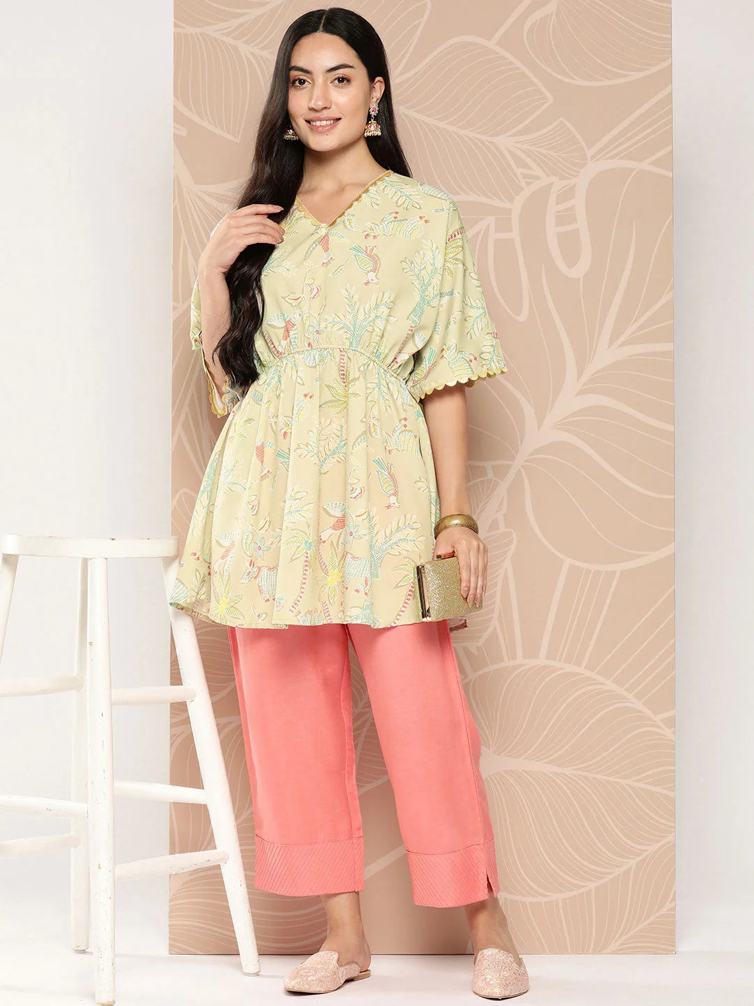 Gathered Conversational Printed Tunic-AHTUCRDP-8137