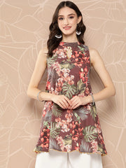 Halter Neck Printed Tunic-AHTUCRDP-8139-ICH