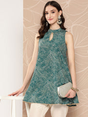 Halter Neck Tropical Printed Tunic-AHTUCRDP-8145-ICH