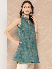 Halter Neck Tropical Printed Tunic-AHTUCRDP-8145-ICH