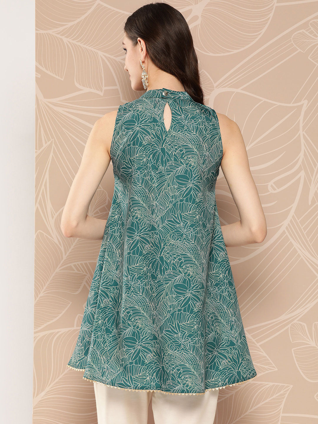 Tropical Print Tunic Top - Indian Kurta Ladies & Tunic for Women