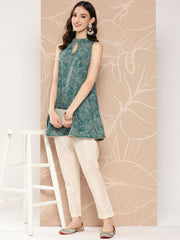 Halter Neck Tropical Printed Tunic-AHTUCRDP-8145-ICH