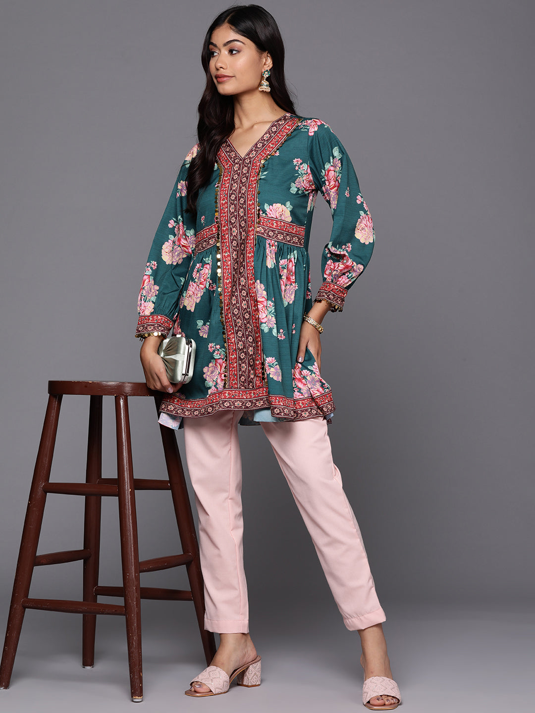Floral Printed Tunic Top - Stylish Indian Kurtis for Women