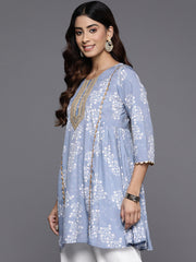 Floral Printed Crepe Ethnic Tunic-AHTUCRDP-8181-EMB-OA