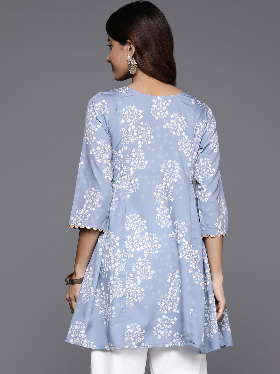 Floral Crepe Tunic Top | Elegant Indian Kurta for Women