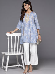 Floral Printed Crepe Ethnic Tunic-AHTUCRDP-8181-EMB-OA