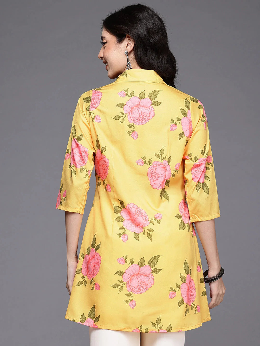 Women's Yellow Fusion Wear Tunic-AHTUCRDP-8202