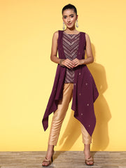 Burgundy Printed Fusion Tunic-AHTUCRGLGP-8108