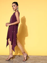 Burgundy Printed Fusion Tunic-AHTUCRGLGP-8108