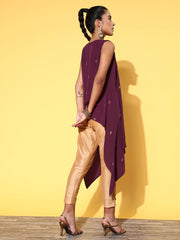 Burgundy Printed Fusion Tunic-AHTUCRGLGP-8108