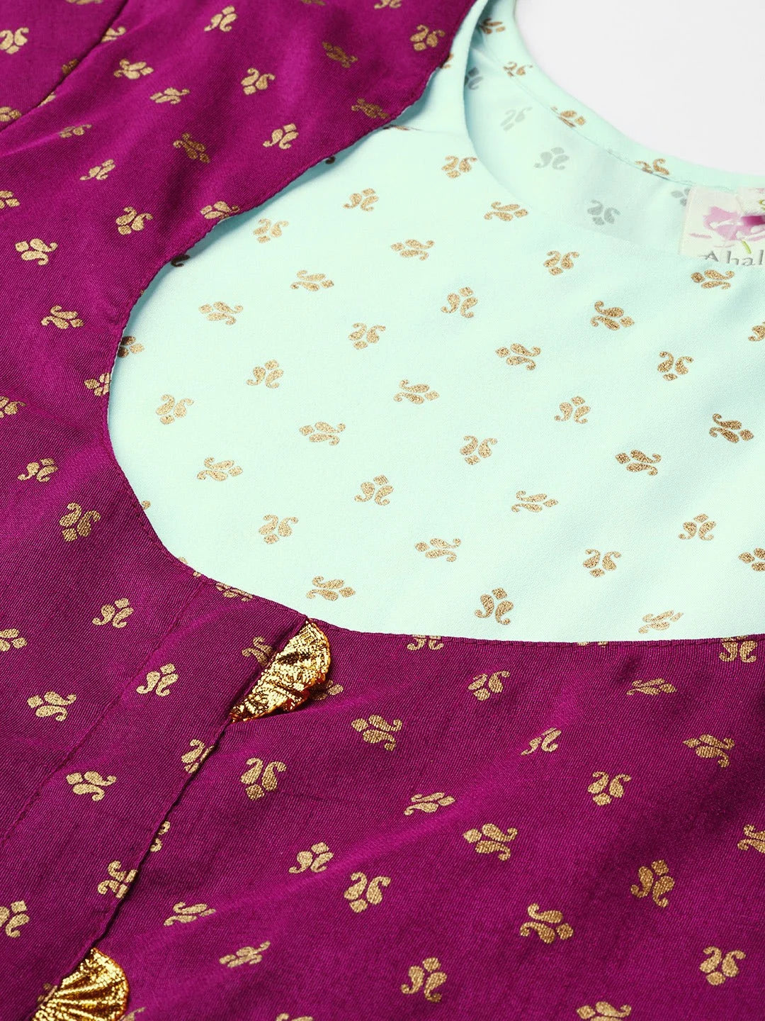 Blue & Purple Printed A-Line Tunic Top | Indian Kurta Ladies