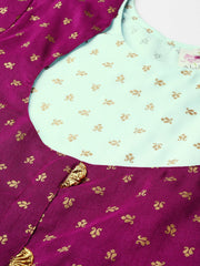 Blue & Purple Printed A-Line Tunic-AHTUCRGP-8012