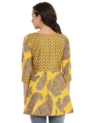 Mustard Printed Layerd Tunic-AHTUCRGP-8020