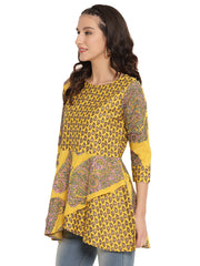 Mustard Printed Layerd Tunic-AHTUCRGP-8020