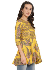 Mustard Printed Layerd Tunic-AHTUCRGP-8020