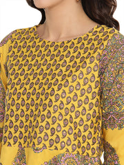 Mustard Printed Layerd Tunic-AHTUCRGP-8020