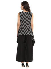 Black Tunic with Attached Shrug-AHTUCRGP-8021