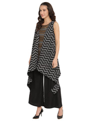 Black Tunic with Attached Shrug-AHTUCRGP-8021