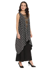 Black Tunic with Attached Shrug-AHTUCRGP-8021