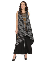 Black Tunic with Attached Shrug-AHTUCRGP-8021