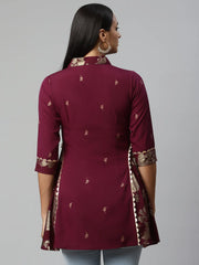 Burgundy & Gold Printed Tunic-AHTUCRGP-8079