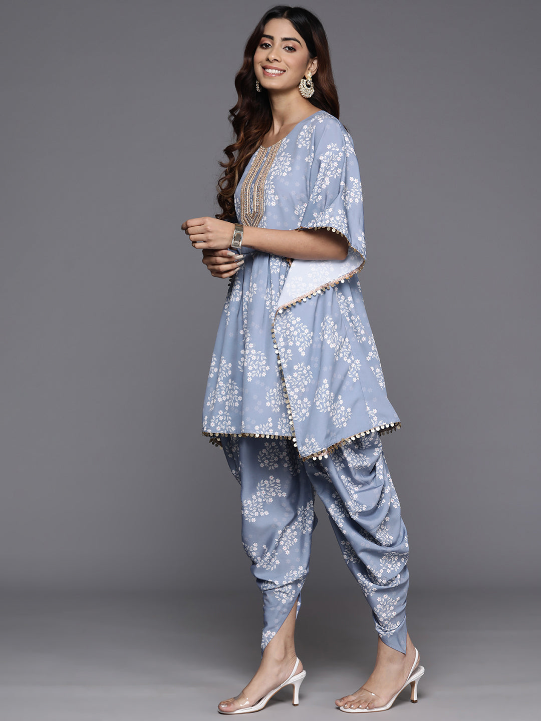 Sequinned Cotton Kurti with Dhoti Pants | Women's Dhoti Sets