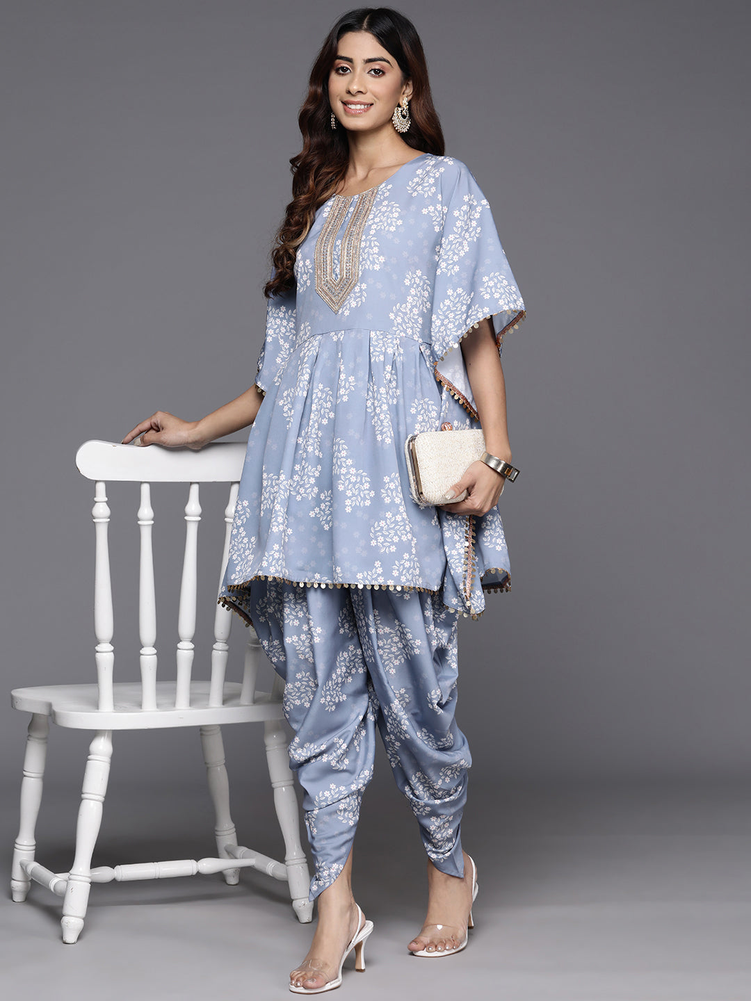 Sequinned Cotton Kurti with Dhoti Pants | Women's Dhoti Sets