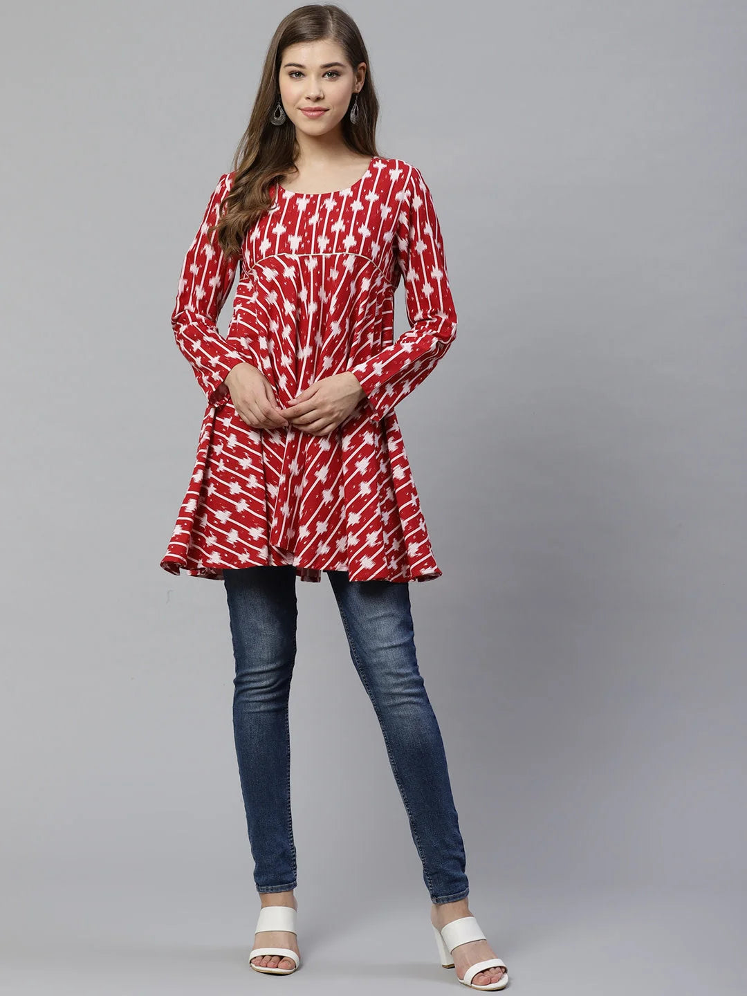 Maroon Printed Tunic-AHTUFLWXDS-8003