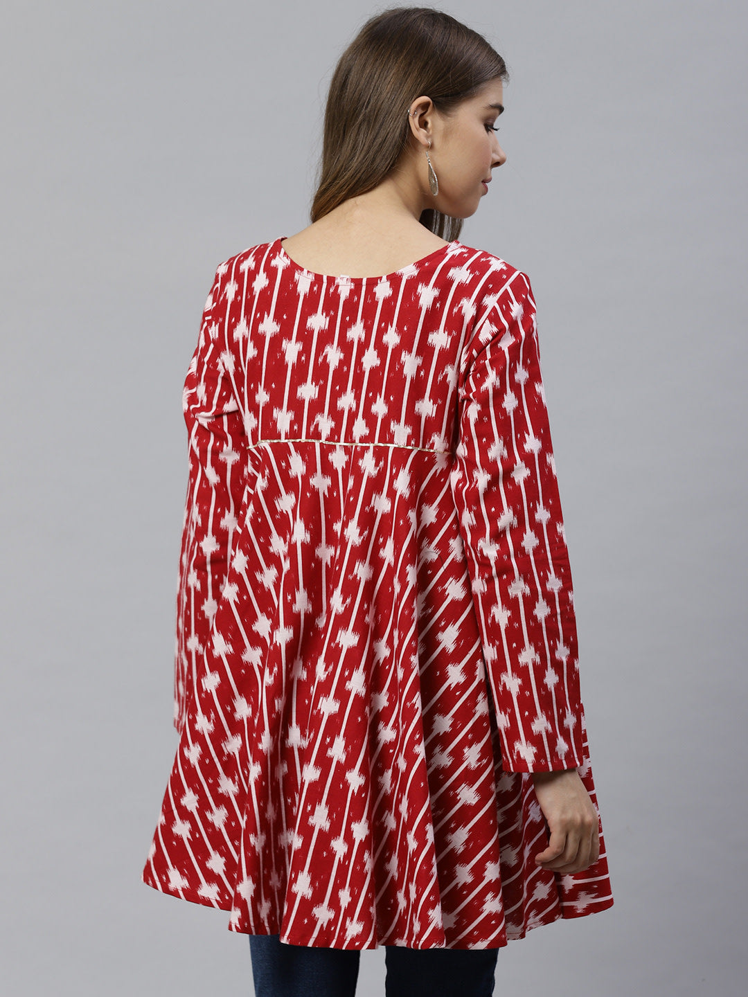 Maroon Printed Tunic Top - Stylish Indian Kurta for Women