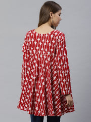 Maroon Printed Tunic-AHTUFLWXDS-8003