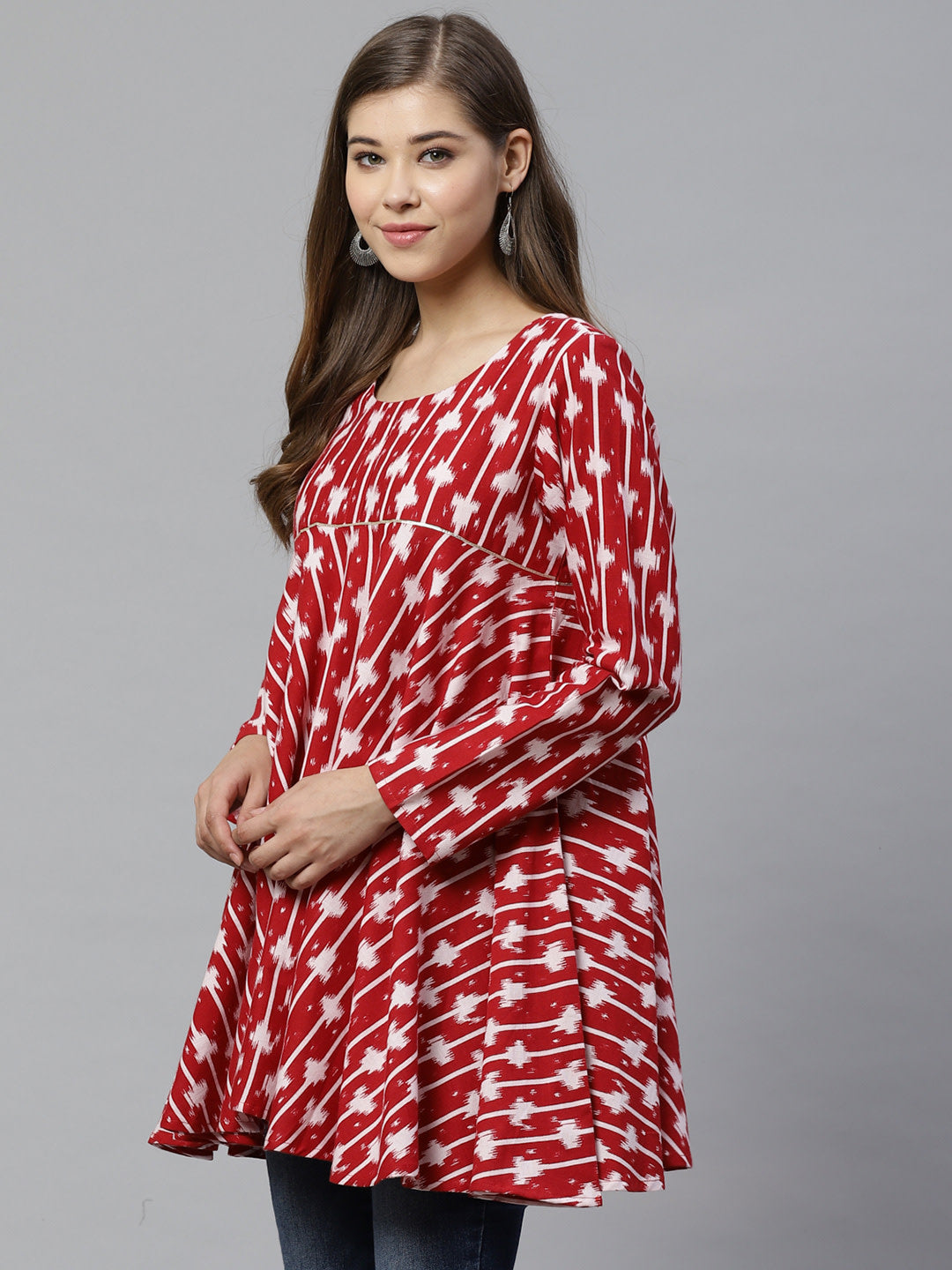 Maroon Printed Tunic Top - Stylish Indian Kurta for Women