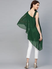 Green Printed One Shoulder Tunic-AHTUGRFPDS-8026