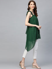 Green Printed One Shoulder Tunic-AHTUGRFPDS-8026