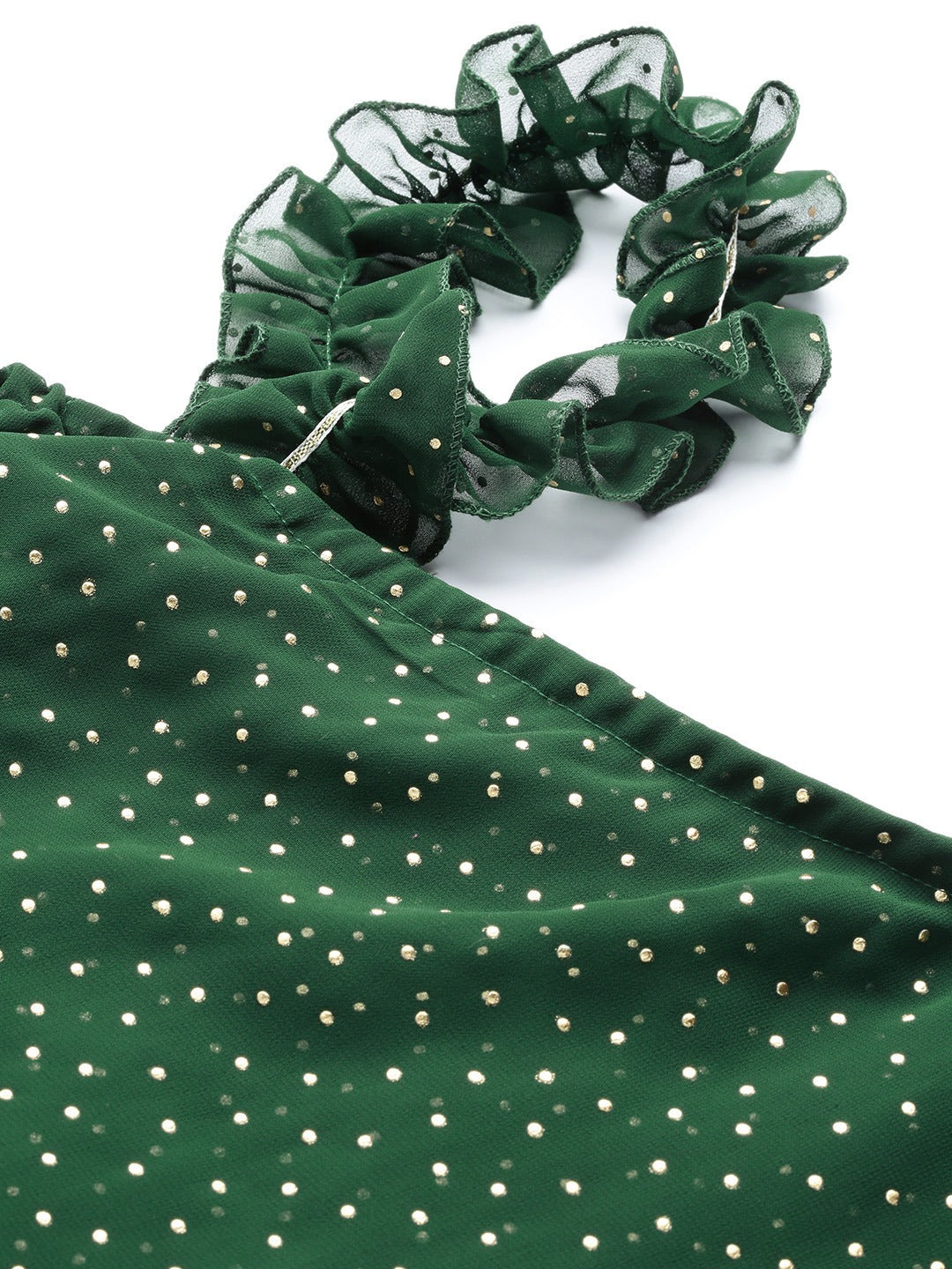 Green Printed One Shoulder Tunic Top - Indian Kurtis Online