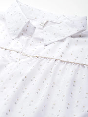 Self Design Shirt Collar Tunic-AHTUGRGL-8174