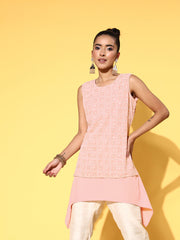 Pink Printed High Low Tunic-AHTUGRPF-8093