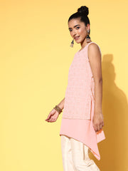 Pink Printed High Low Tunic-AHTUGRPF-8093