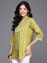 Women's Olive Green Fusion Wear Tunic-AHTUMGDP-8203