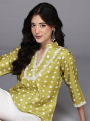 Women's Olive Green Fusion Wear Tunic-AHTUMGDP-8203