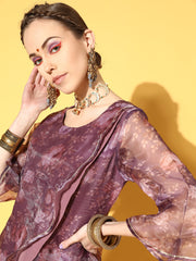 Mauve Organza Digital Printed Tunic-AHTUORDP-8057-FF