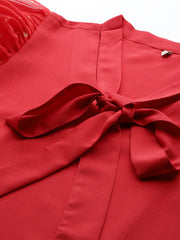 Women's Crepe Red Tunic-AHTUORFP-8151