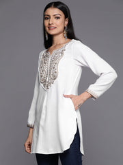 White Pashmina Embroidered Tunic-AHTUPH-8102-OA-EMB1