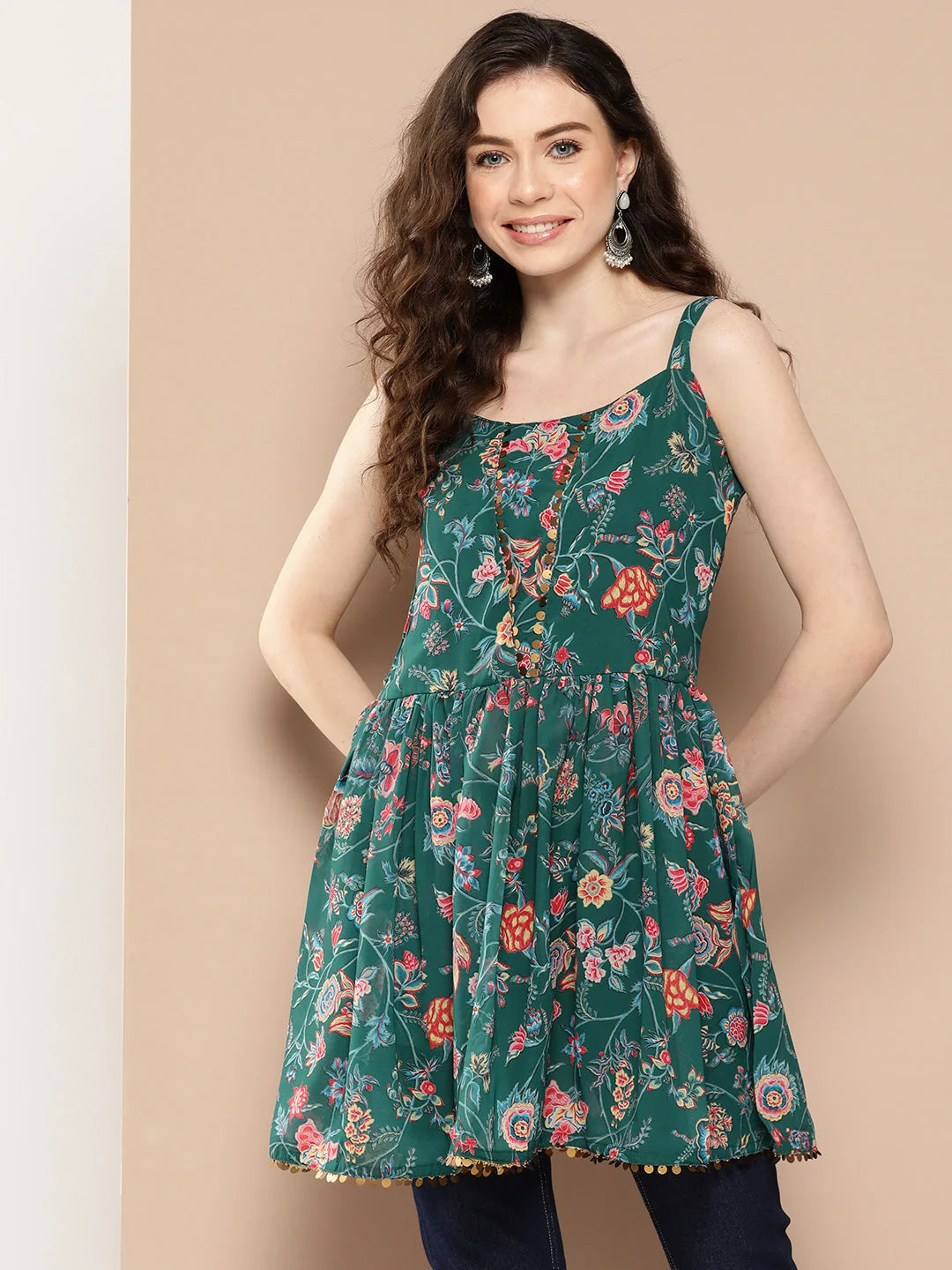 Floral Printed Tunic Top - Shop Indian Kurtis Online Now