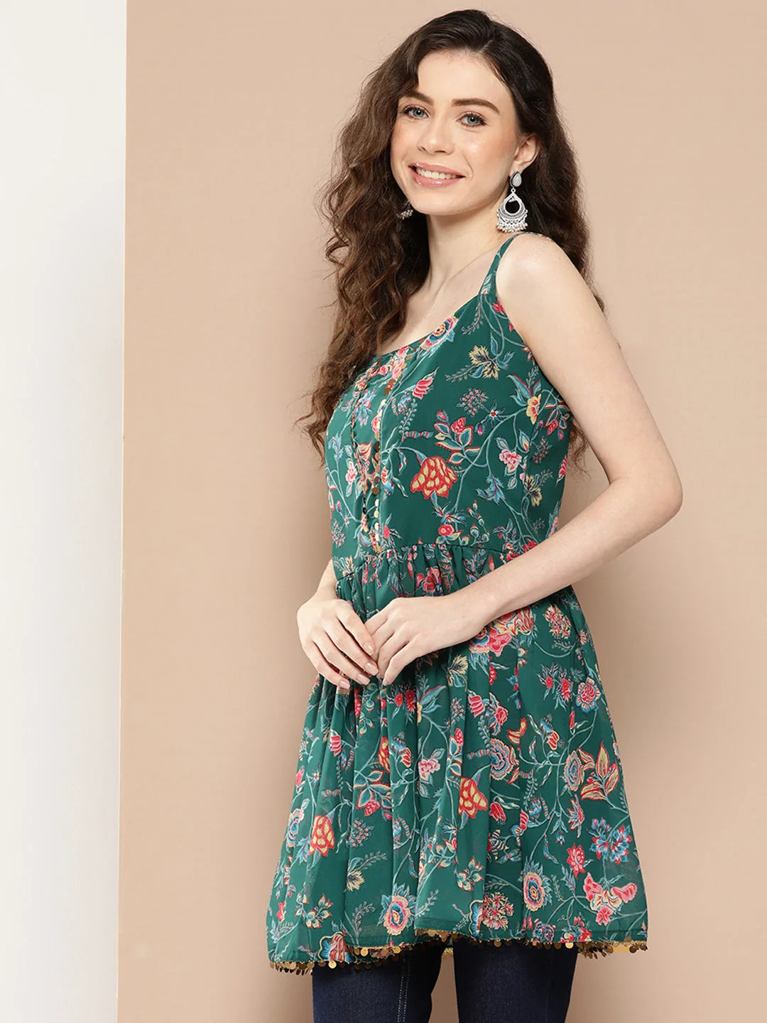 Floral Printed Tunic Top - Shop Indian Kurtis Online Now