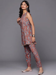 Women Printed Tunic & Trousers with Gotta Patti Details-AHTUPT-COMBO-861