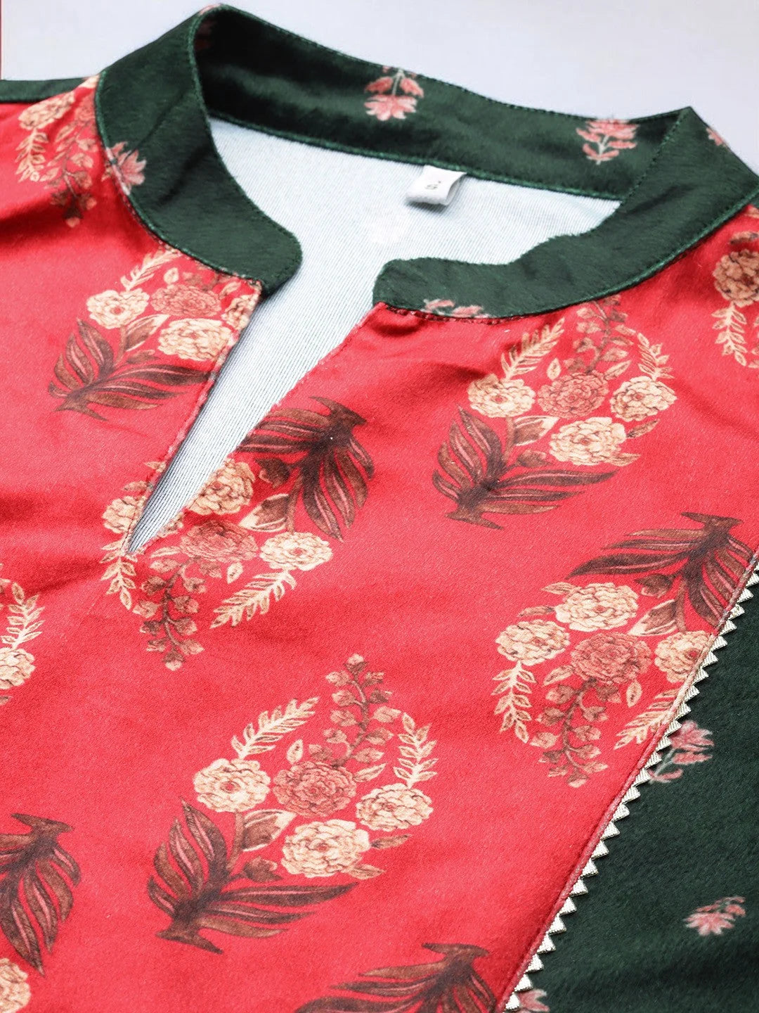 Green & Coral Velvet Co Ord Sets for Women with Gotta Patti